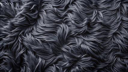 Canvas Print - black fluffy fur fabric wool texture background