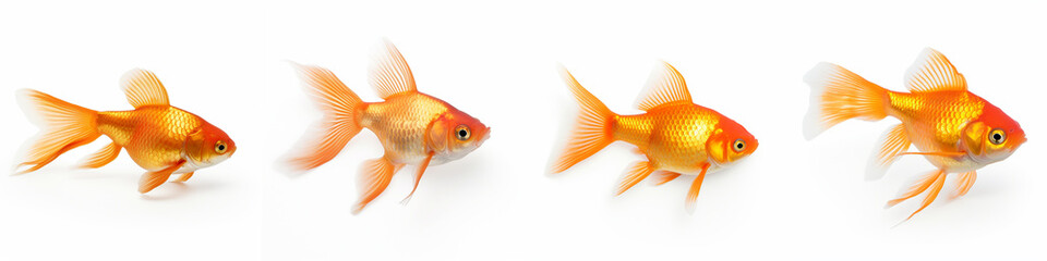 Gold Fish Isolated White Background