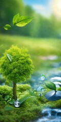 green tree in water