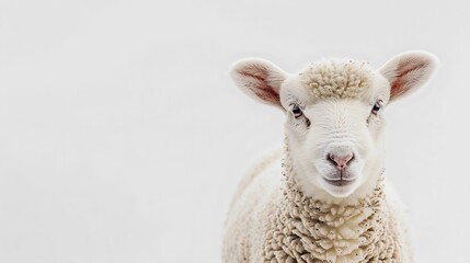 Wall Mural - Cute lamb on a light white background 32k, full ultra HD, high resolution