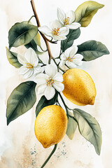 Wall Mural - lemon on a branch