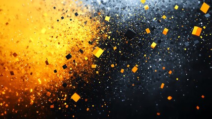 Abstract black and yellow background with grunge texture.