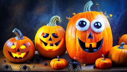 Sticker - halloween background with pumpkin