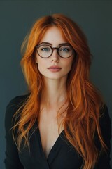 Sticker - A woman with long red hair wearing glasses