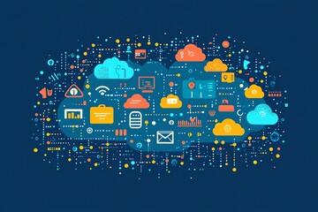 Aufkleber - Cloud Computing Network Abstract Concept.