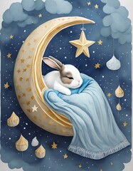 Sticker - rabbit on the moon