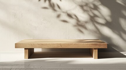 Sticker - A minimalist wooden podium with a natural finish, celebrating simplicity and the inherent beauty of the wood.