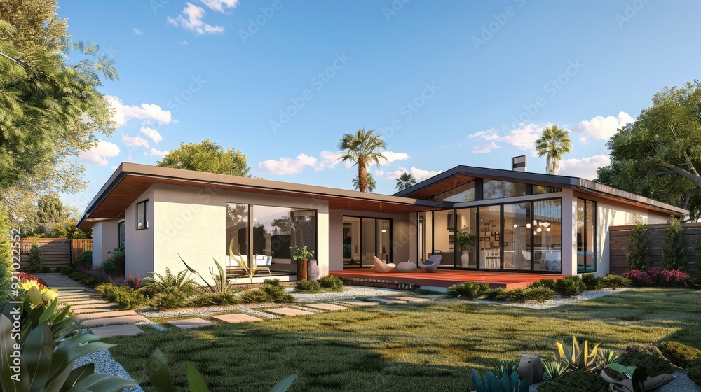 A modern ranch home under construction, featuring single-level living ...