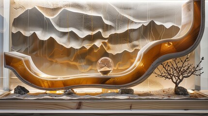 Poster - A sand clock integrated into a larger piece of art, combining functionality with aesthetic beauty in a unique display.