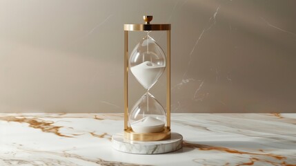 Poster - A sand clock with a marble base and gold accents, exuding luxury and sophistication while marking the passage of moments.