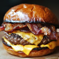 Wall Mural - Juicy Cheeseburger with Crispy Bacon