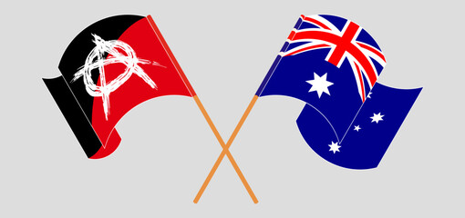 Wall Mural - Crossed and waving flags of Anarchy and Australia