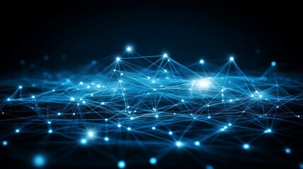 Poster - an abstract digital network connection with a blue background in 3d