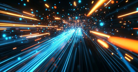 Wall Mural - futuristic technology abstract background with lines for network, big data, data centers, servers, i