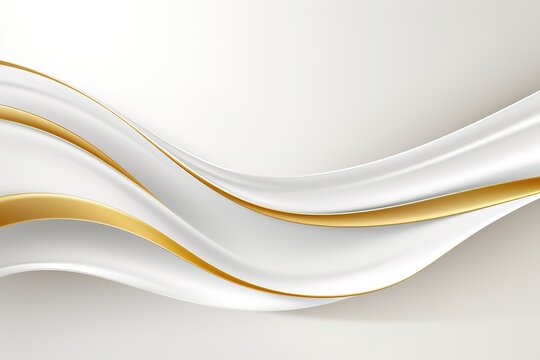 Abstract background with elegant white and gold waves.