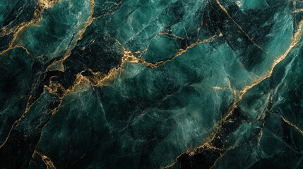 Wall Mural - emerald green, golden and black marble stone textured background