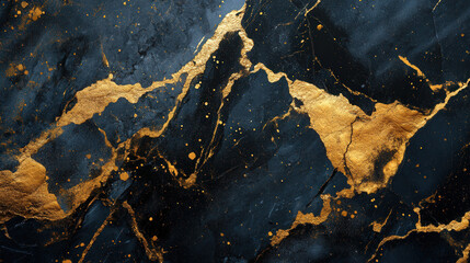 Wall Mural - gold and black marble stone textured background