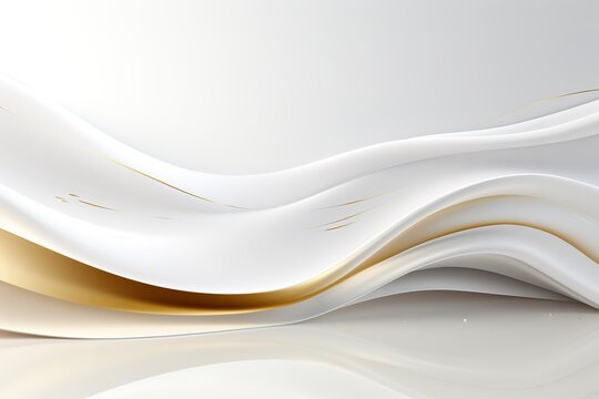 Abstract background with flowing white and gold curves.