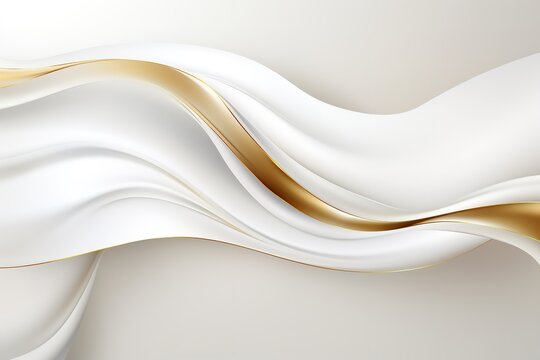 Abstract background with flowing white and gold lines.