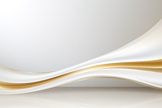 Abstract background with flowing white and gold lines.