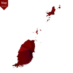 Wall Mural - Map of Grenada - Red Geometric Rumpled Triangular , Polygonal Design For Your . Vector illustration eps 10.	
