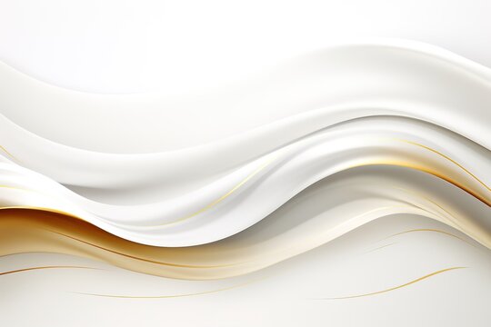 Abstract background with flowing white and gold waves.
