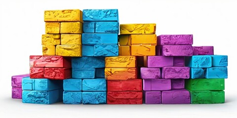 Poster - A stack of colorful blocks with a white background
