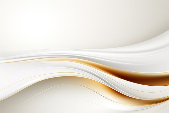 Abstract background with flowing white and gold waves.