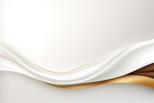 Abstract background with flowing white and gold waves.