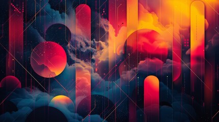 Poster - geometric shapes and lines forming intricate abstract suitable for modern design purposes