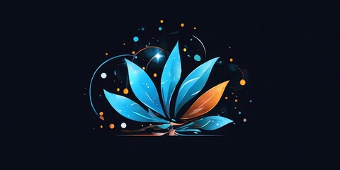 Wall Mural - A blue and orange flower with a lot of sparkles