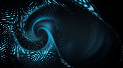 Poster - Abstract particle vortex. Dynamic wave moving in space. 3D modelling and rendering.
