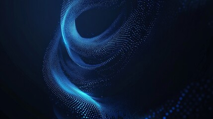 Poster - A futuristic particle vortex moving in space. Illustration with explosions of data. 3D rendering.