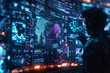 © NewMaii - Futuristic control room with glowing blue screens and data visualization.