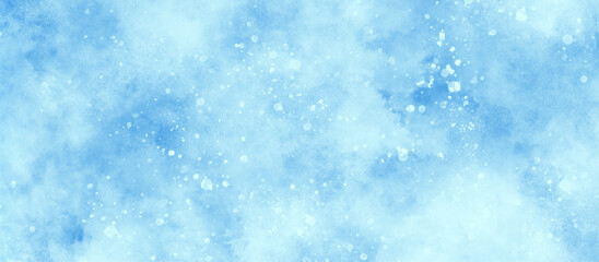 Wall Mural - light blue bokeh background for design, beautiful blue watercolor background with glitter particles,