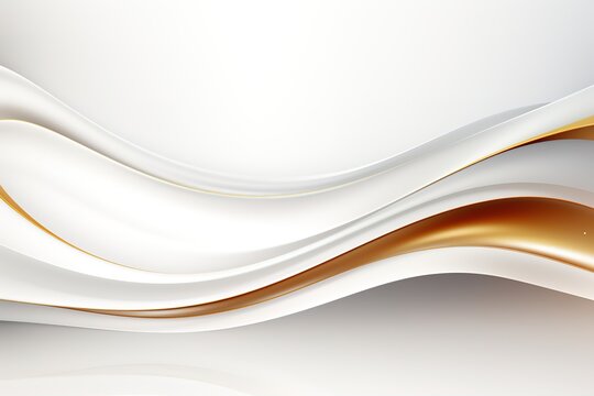 Abstract background with golden waves on white.