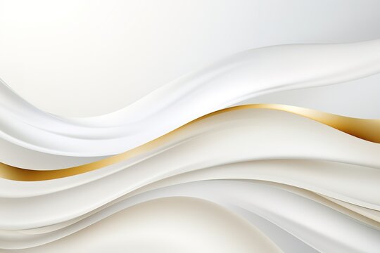 Abstract background with smooth white and gold curves.