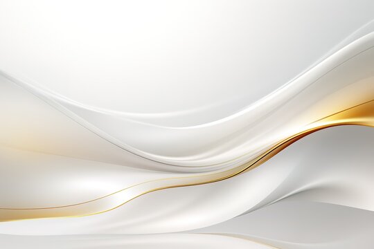 Abstract background with smooth white curves and golden lines.