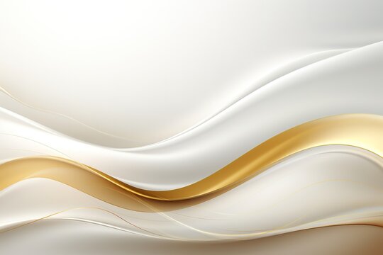Abstract background with soft white and gold waves.