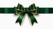 © Hanna - Dark green ribbon and bow with golden edges on a white background.