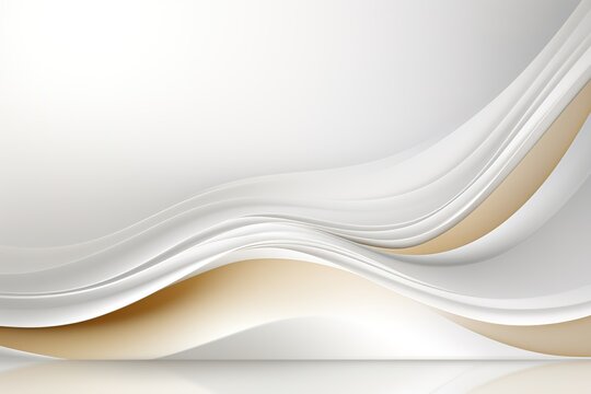 Abstract background with white and beige curved lines.