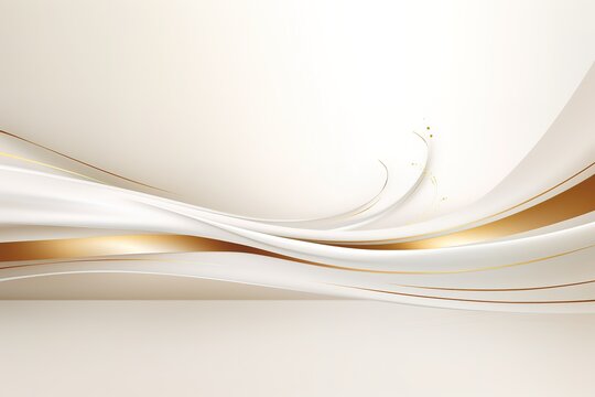 Abstract background with white and gold curved lines.