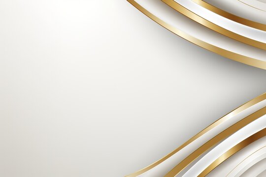 Abstract background with white and gold curved lines.