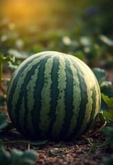  Close-up of watermelon growing in an organic field.

