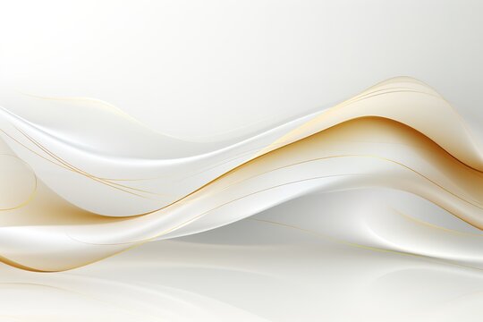 Abstract background with white and gold flowing lines.