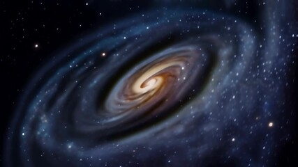 Wall Mural - Video of swirling galaxy with bright core, surrounded by stars and cosmic dust, concept: vast and awe-inspiring nature of cosmos