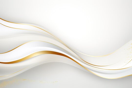 Abstract background with white and gold waves.