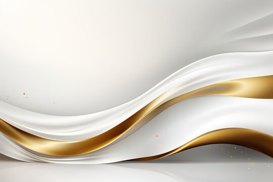 Abstract background with white and gold waves.