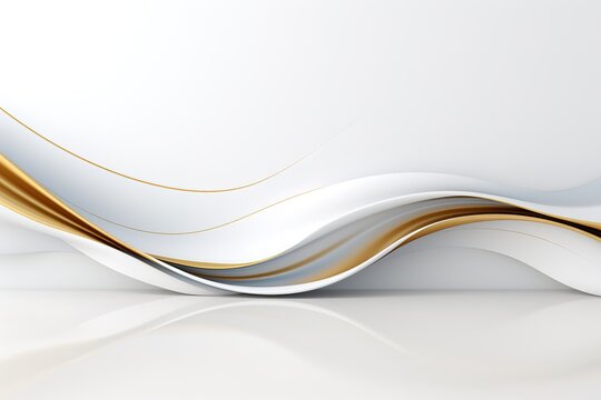 Abstract background with white and gold waves.