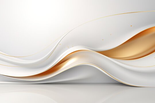 Abstract background with white and gold waves.